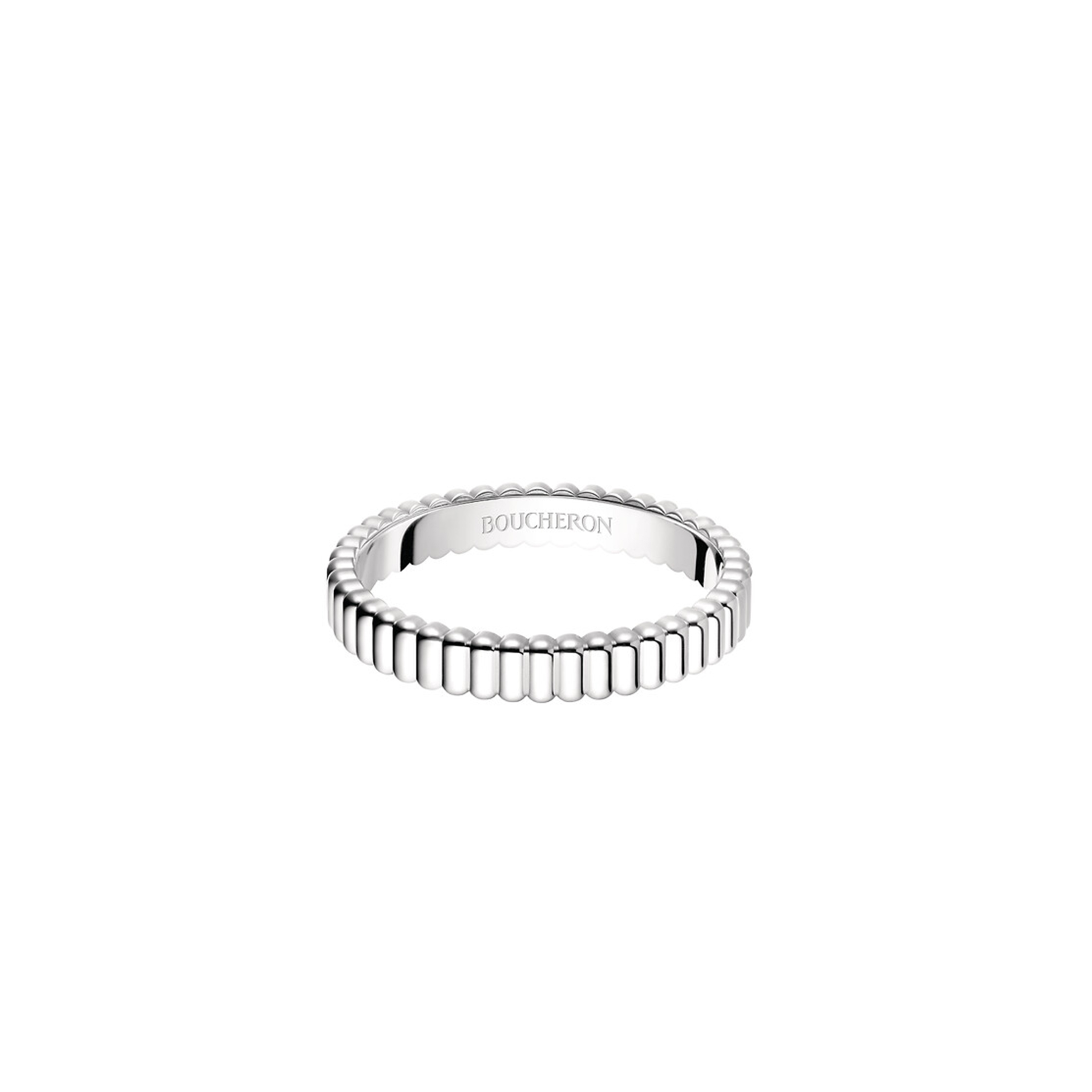 BOUCHERON GROSGRAIN WHITE GOLD WEDDING BAND JAL01170